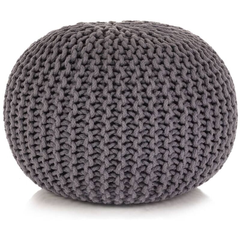 

Puf tejido a mano 50x35 cm algodón gris - Gris