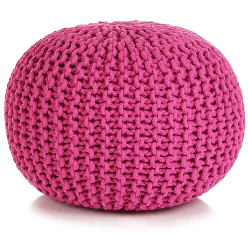 

Puf tejido a mano 50x35 cm algodón rosa - Rosa