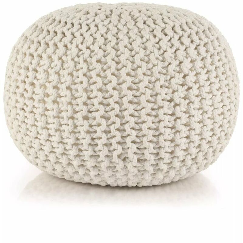 

Puf tejido a mano 50x35 cm algodon blanco