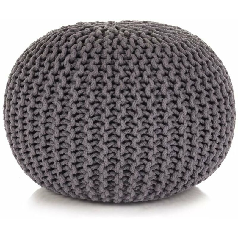 

Puf tejido a mano 50x35 cm algodon gris