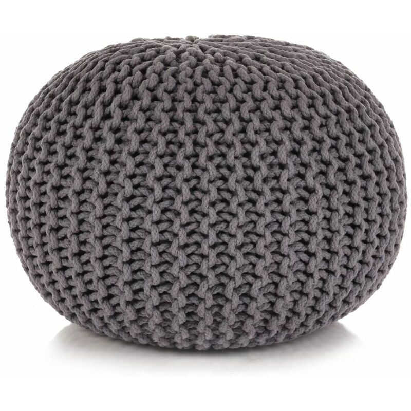 

Puf tejido a mano 50x35 cm algodón gris
