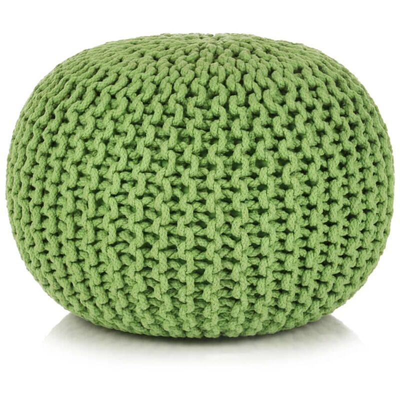 

vidaXL Puf Tejido a Mano 50x35 cm Algodón Verde - Verde