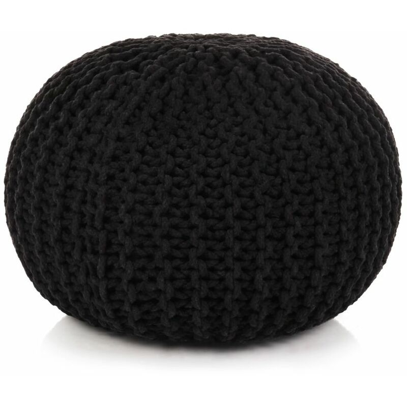 

Puf tejido a mano 50x35 cm algodon negro