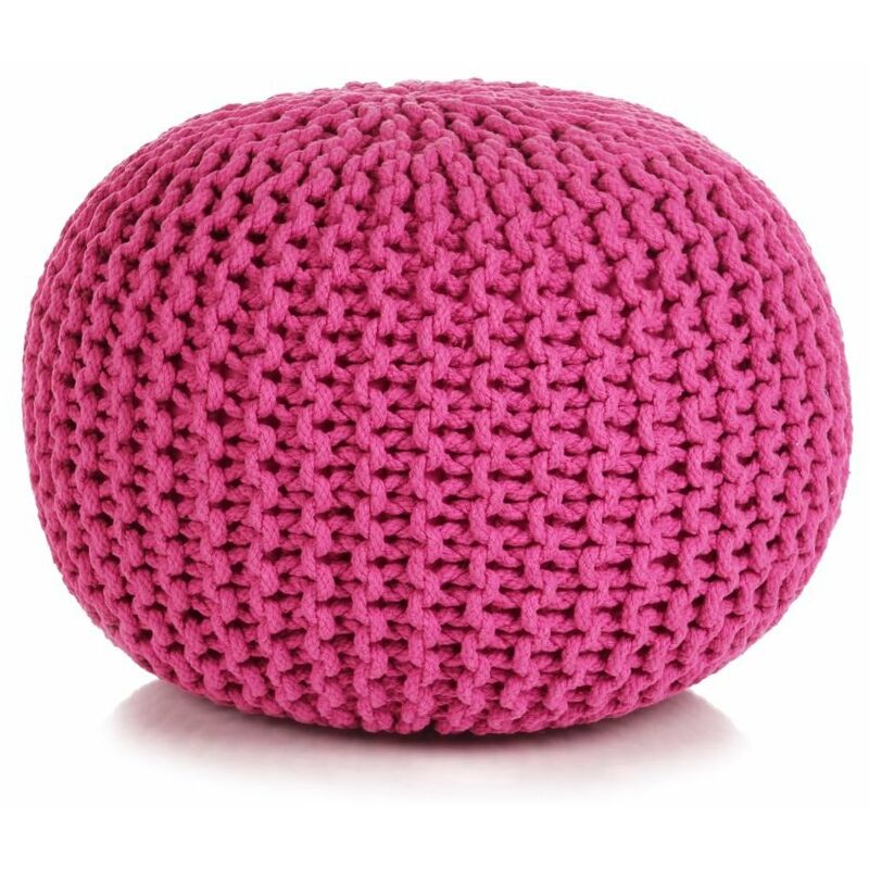 

Puf tejido a mano 50x35 cm algodon rosa