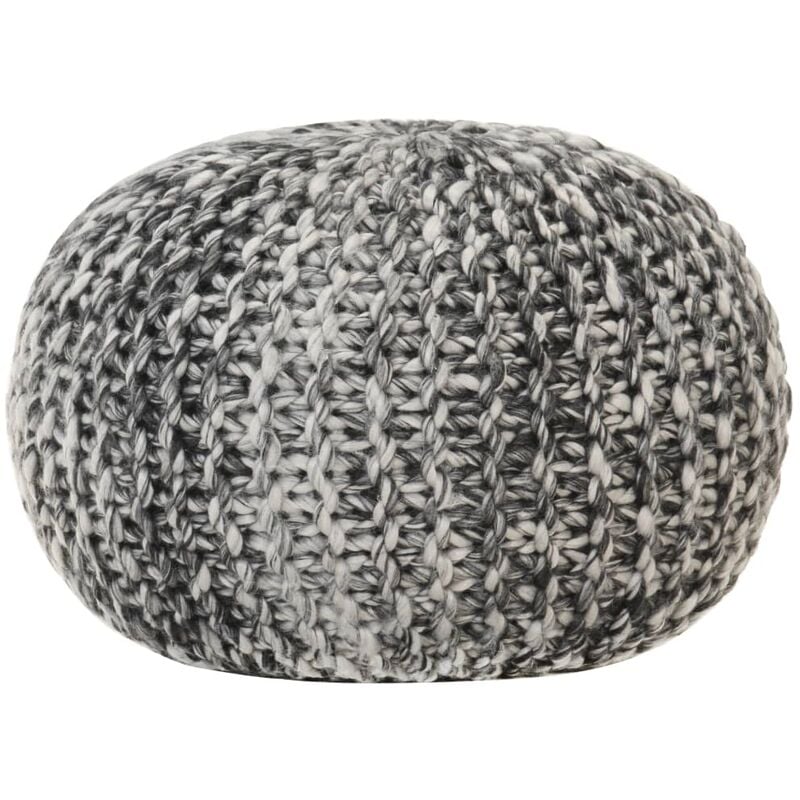 

Puf tejido a mano tela con aspecto de lana gris 50x35 cm