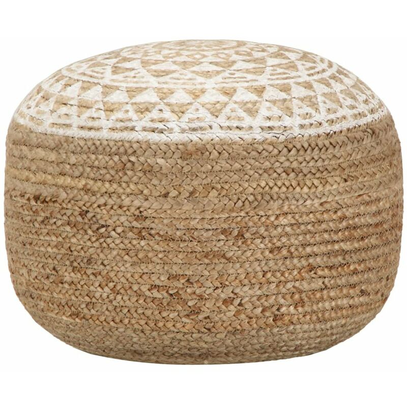 

Puf tejido a mano yute blanco 45x30 cm