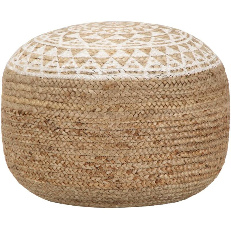 

Puf tejido a mano yute blanco 45x30 cm