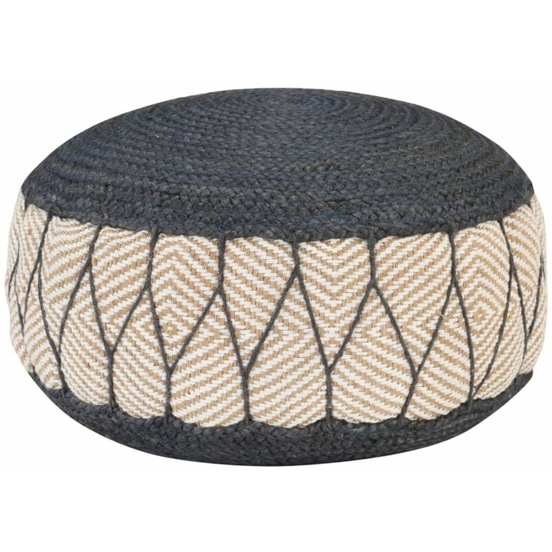 

Puf tejido de yute y algodon 50x30 cm azul