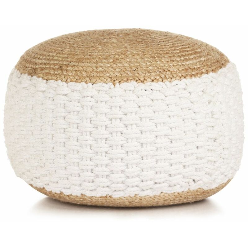

Puf tejido de yute y algodon 50x35 cm blanco