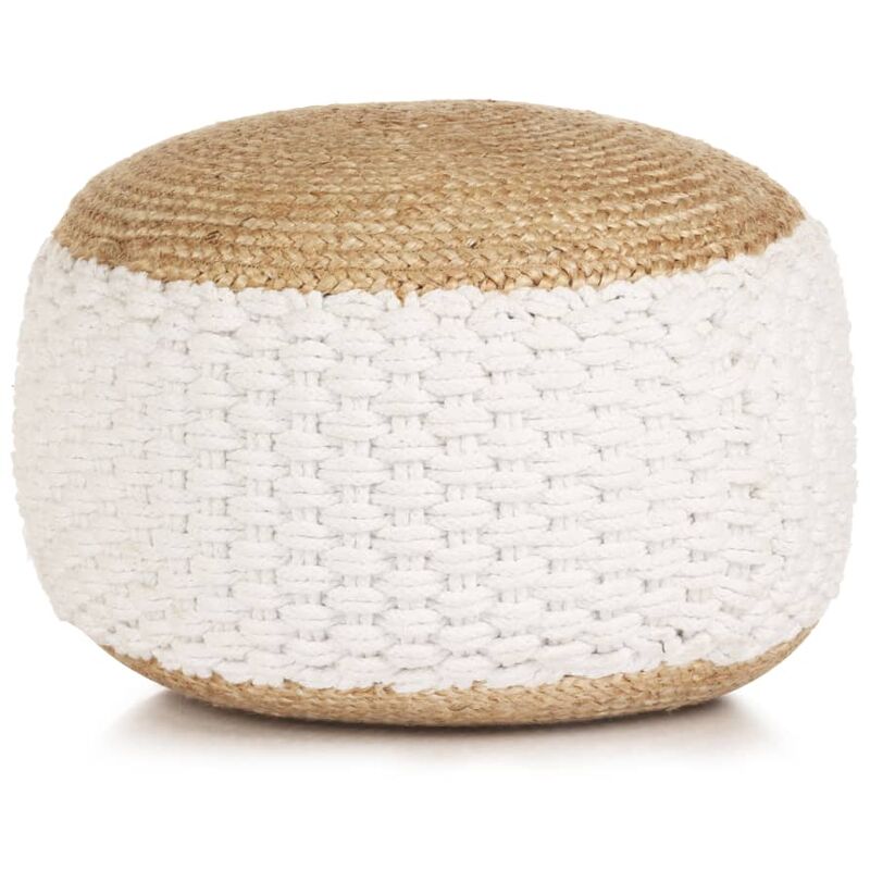 

Puf tejido de yute y algodón 50x35 cm blanco