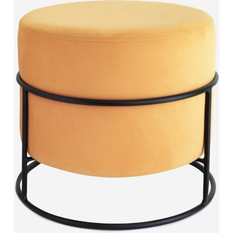 PUF TERCIOPELO MOSTAZA 37X32CM