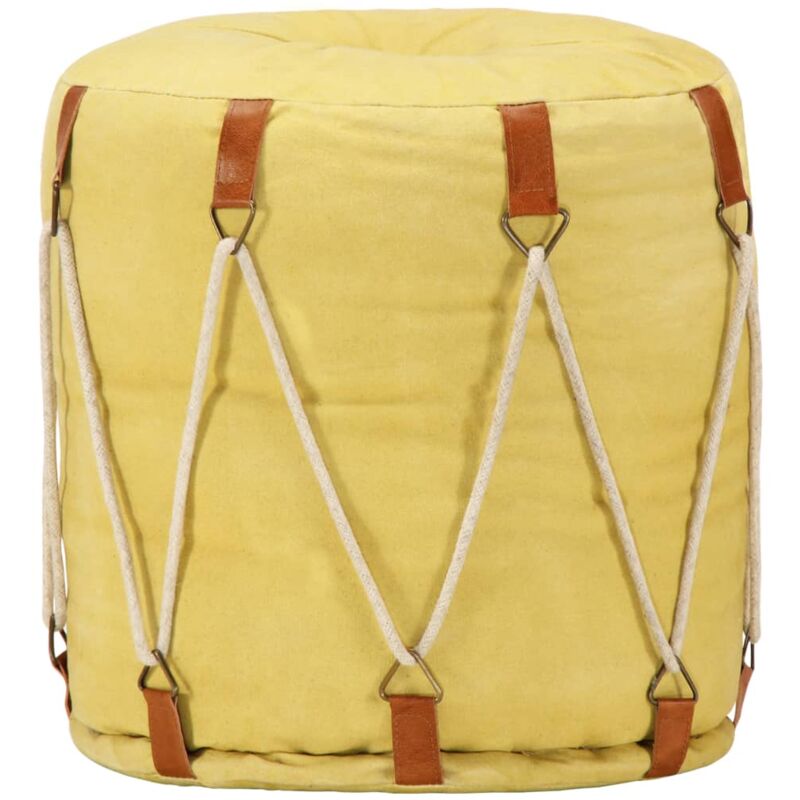 

vidaXL Puf 40x40 cm Lona de Algodón Amarillo - Amarillo