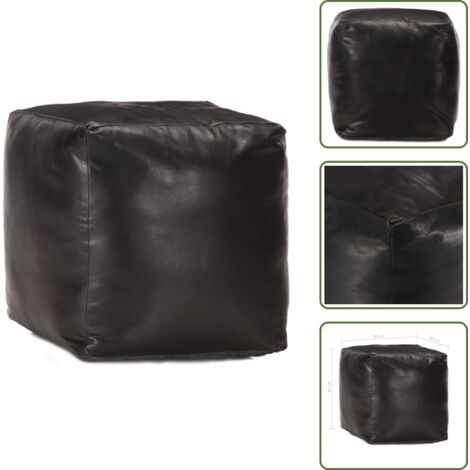 Puf vintage - vidaXL Puf negro 40x40x40 cm cuero genuino de cabra - Puf de algodón