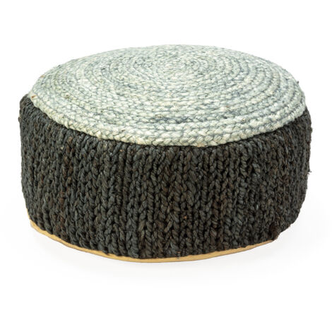 Puff 55X55X20 Alfombra Shumak Negro/Gris