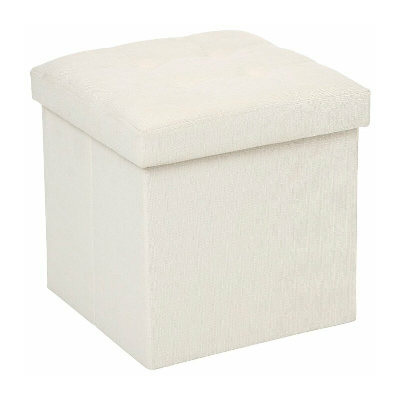 

Puff arcón cubo plegable de madera y poliéster Color BLANCO