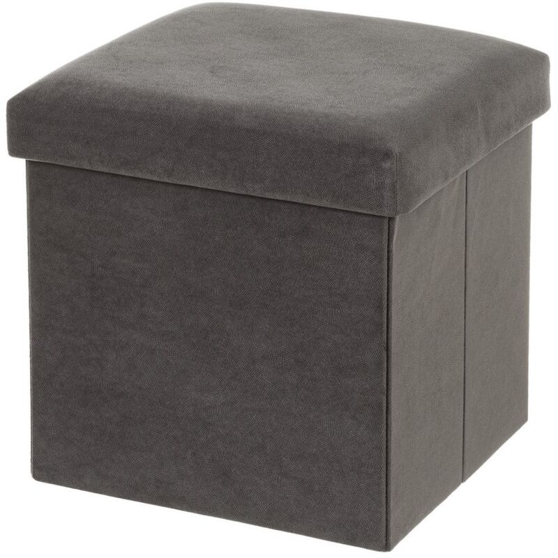 

Púff arcón plegable gris oscuro vintage de terciopelo de 38x38x38 cm