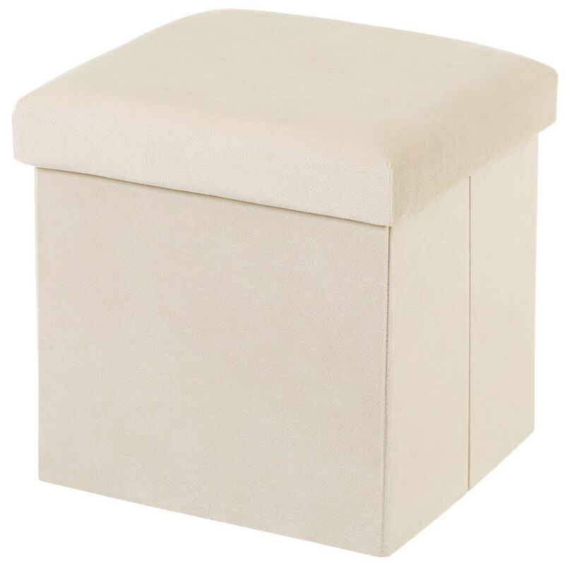 

Púff arcón plegable beige vintage de terciopelo de 38x38x38cm