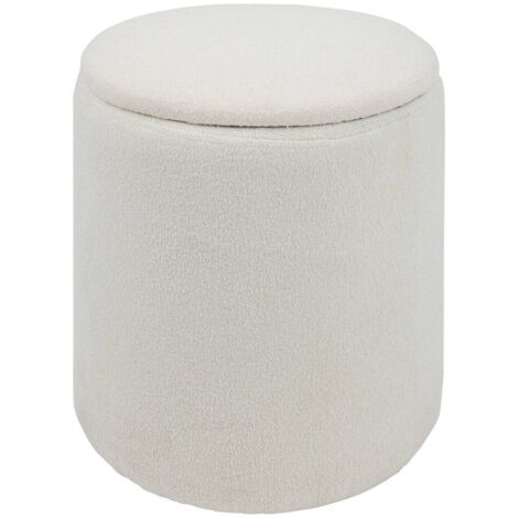 Puff baúl rizado blanco Kaydi D35cm - Atmosphera créateur d'intérieur