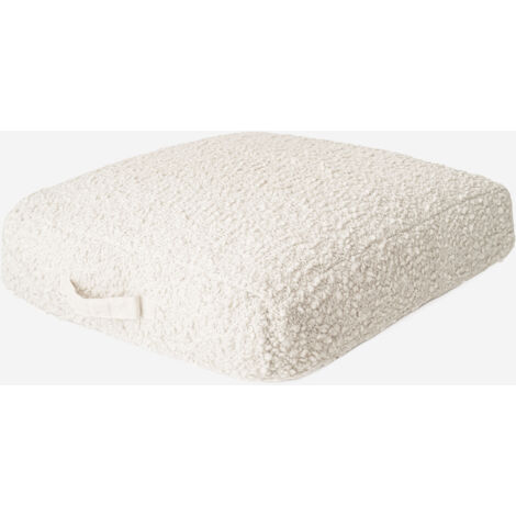 PUFF BOUCLE RIZO CON ASA COLOR NATURAL 60X60X18 CM