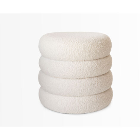 PUFF CLOE RIZO NATURAL CALIDAD SUPERIOR Ø38X40CM