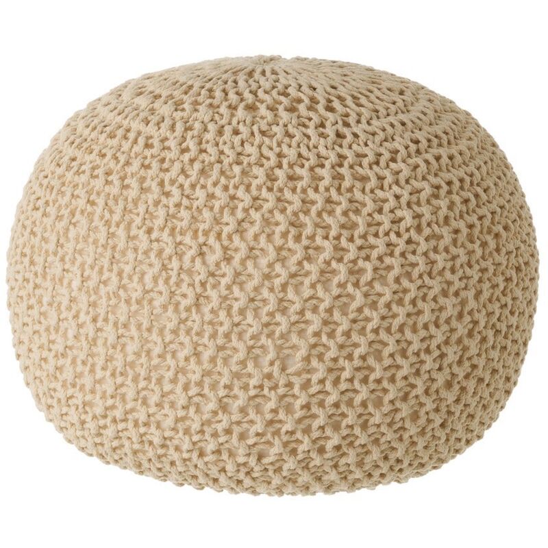 

Púff crochet beige de algodón y poliéster de Ø 45x33 cm