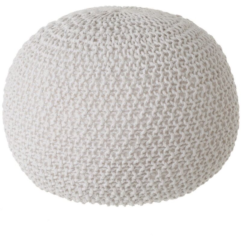

Púff crochet blanco de algodón y poliéster de Ø 45x33 cm