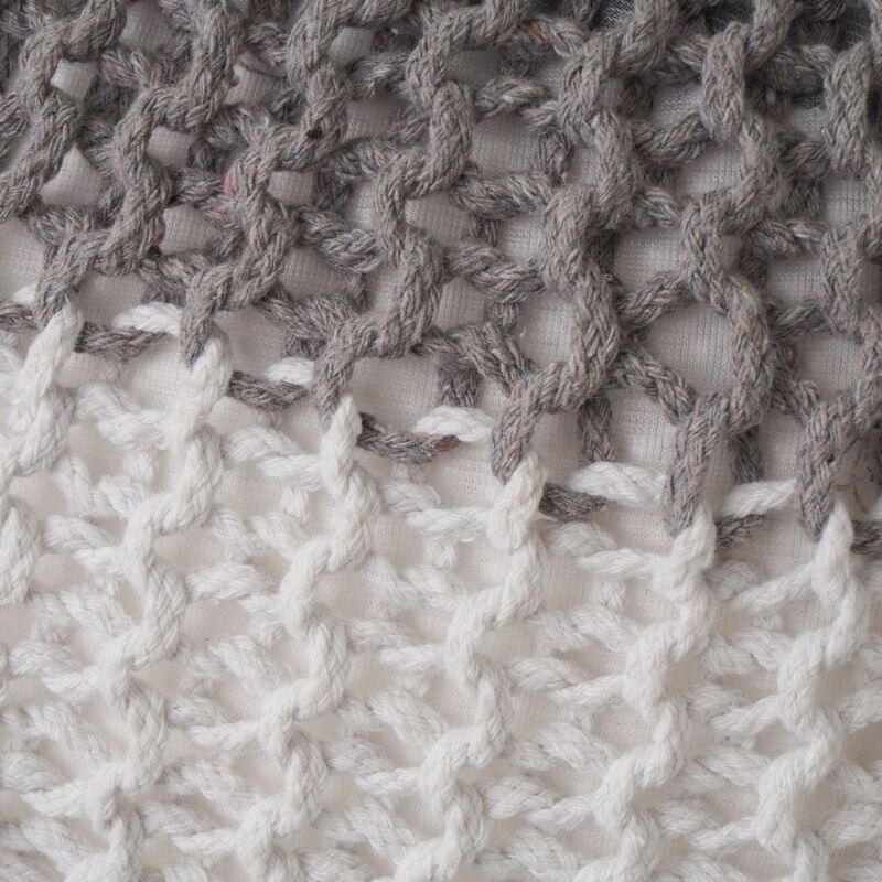 

Púff crochet blanco y gris de algodón y poliéster de Ø 45x33 cm