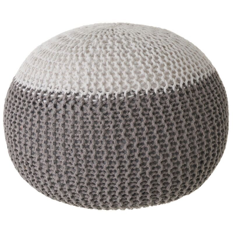 

Púff crochet gris y blanco de algodón y poliéster de Ø 45x33 cm