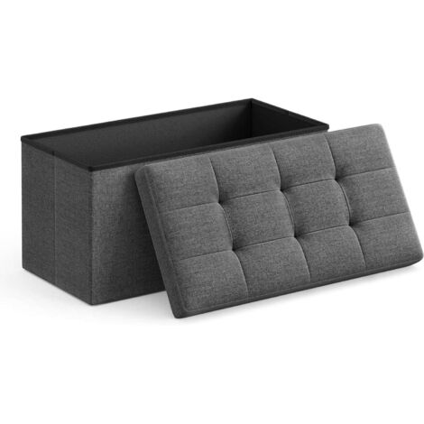 Puff de almacenamiento Valora gris oscuro con asiento plegable