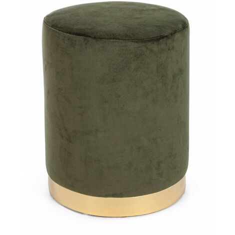 Puff Hocker "Lucilla" aus antikem Samt h 40 cm moderne Wohnzimmermöbel -Grün