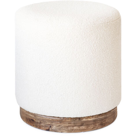 PUFF OTTO RIZO NATURAL Y MADERA CALIDAD SUPERIOR Ø40X45CM