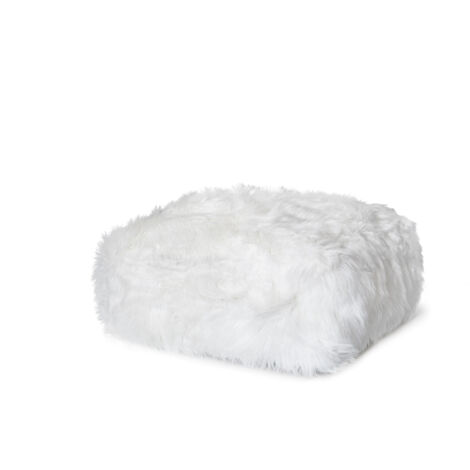 PUFF PELO LARGO SUAVE BLANCO 60X60X20CM