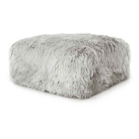PUFF PELO LARGO SUAVE GRIS 60X60X20CM