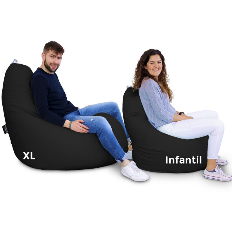 Happers - Pouf Poire Relax Similicuir Indoor Noir xl
