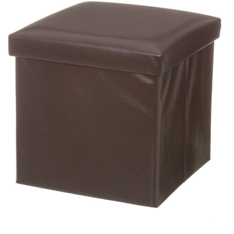 

Púff plegable marrón industrial de PU de 38x38x38 cm