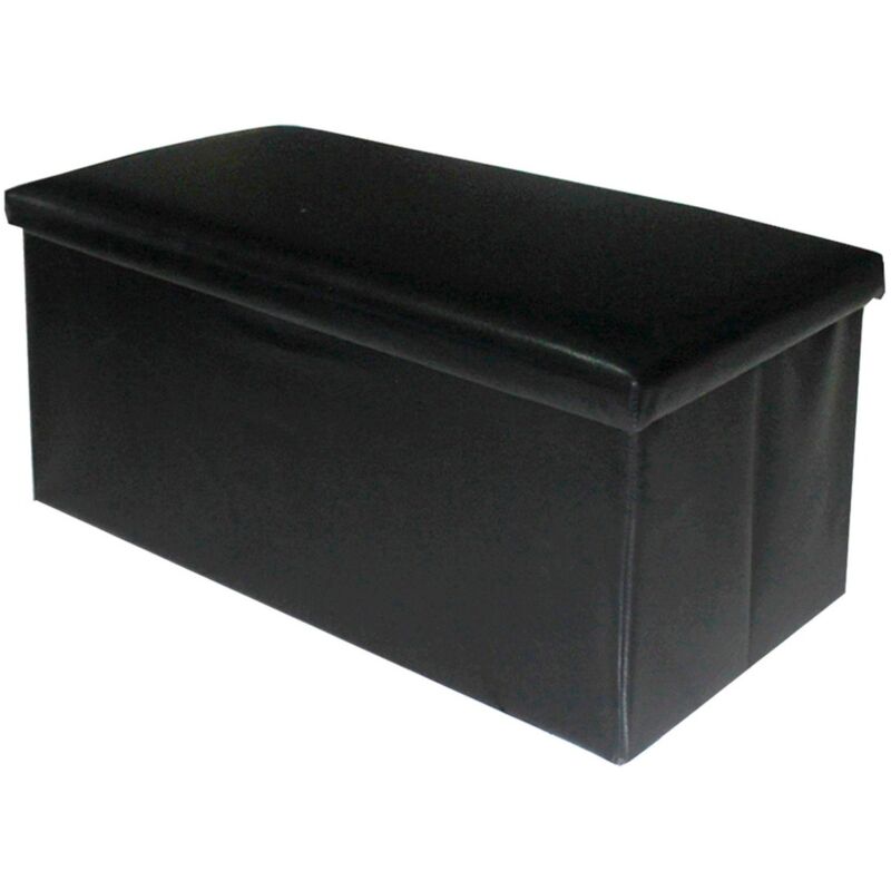 

Púff plegable negro industrial de PU de 38x76x38 cm