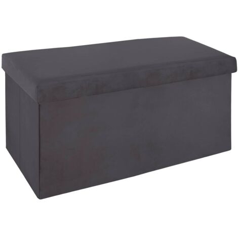 Puff plegable doble 'Tess' gris oscuro de terciopelo - Atmosphera créateur d'intérieur