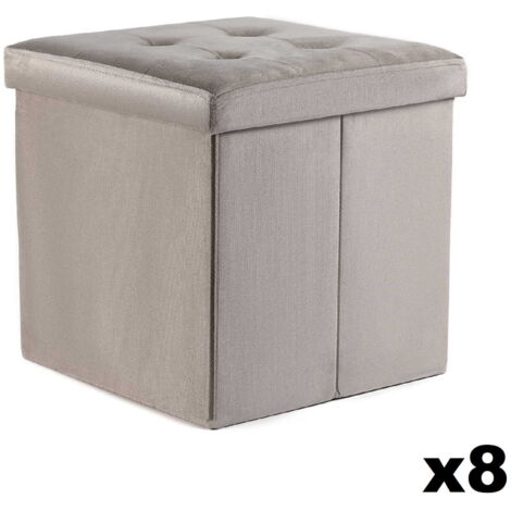 Puff plegable Valora L, otomán de almacenamiento en terciopelo beige x8