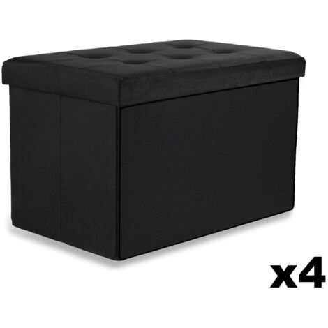 Puff plegable Valora XL de terciopelo negro para salón lote de 4