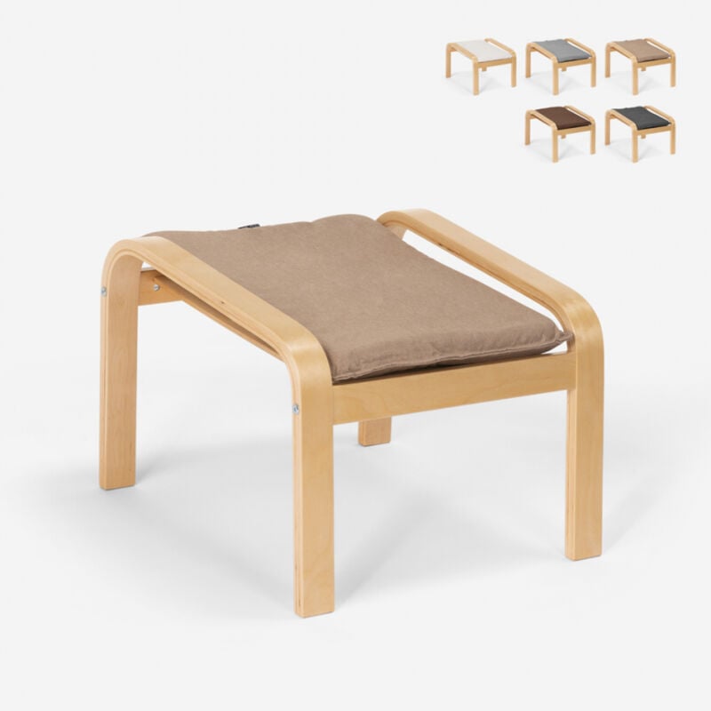 

puff reposapiés de diseño nórdico con patas en madera Styl | Beige