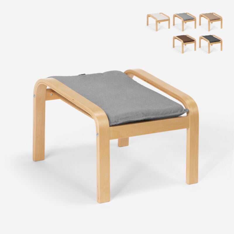 

puff reposapiés de diseño nórdico con patas en madera Styl | Gris