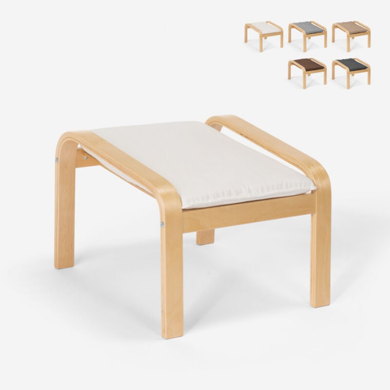 

puff reposapiés de diseño nórdico con patas en madera Styl | Blanco