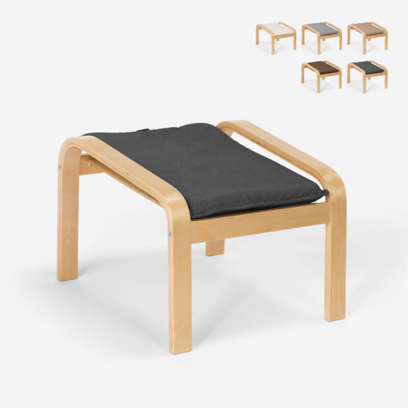 

puff reposapiés de diseño nórdico con patas en madera Styl | Gris Oscuro