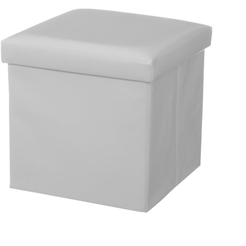 

Púff plegable blanco de PU de 38x38x38 cm