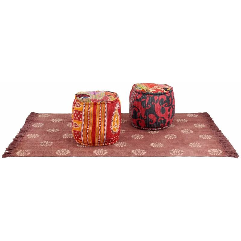 

Pufs y alfombra 3 piezas de tela patchwork