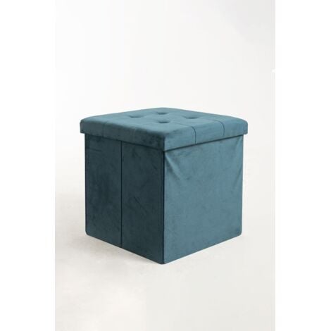 CADEAUX MIGUEL Pufs y reposapiés - Puff Almacenaje Button 38 cm Terciopelo - Verde
