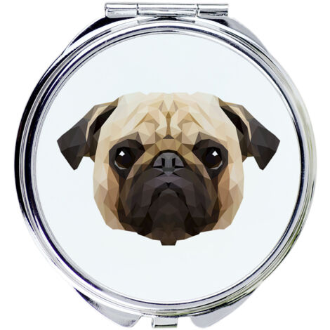 Pug, Carlin - espejo con foto e inscripción geométrica de Art-Dog