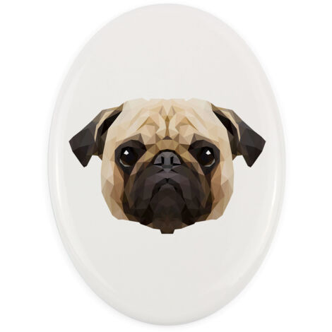 Pug, Pug, Carlin: mosaico geométrico con foto e inscripción de Art-Dog