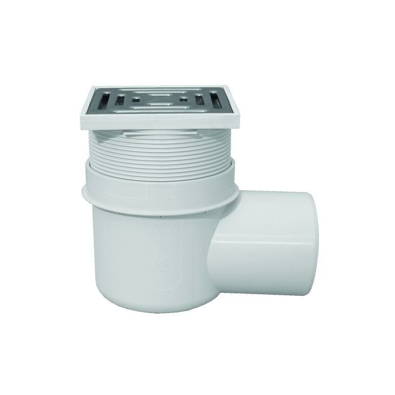 Ferrari Srl - Puisard horizontal à siphon DN110 en acier inoxydable 148x148mm/138x138mm