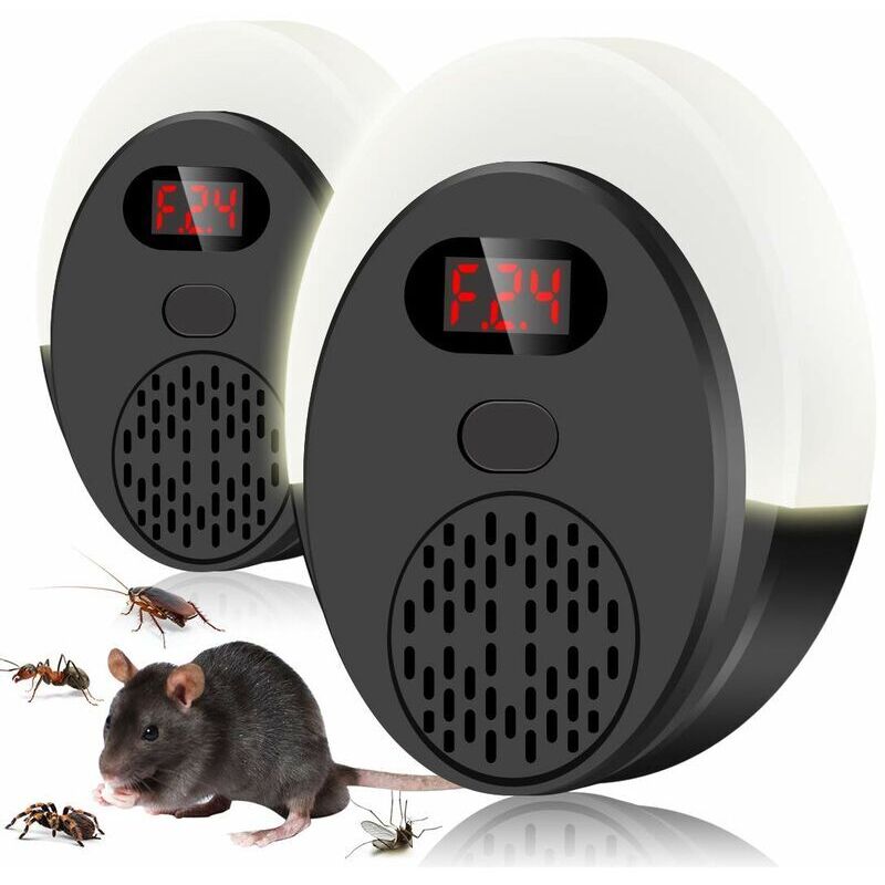 Aiperq – Répulsif ultrason anti rongeurs et insectes 8W – Fréquence variable 22-72kHz – Lumières effrayantes – Sûr et silencieux